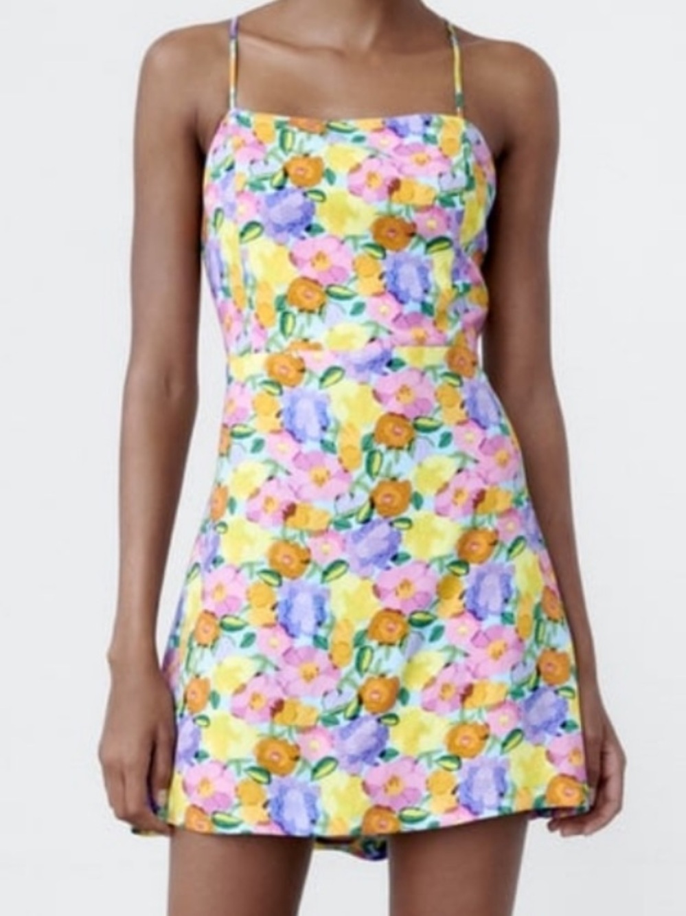 Zara Boho Colorful Floral Romper Mini Dress Fairy Festival Artsy Summer Large - Picture 12 of 12